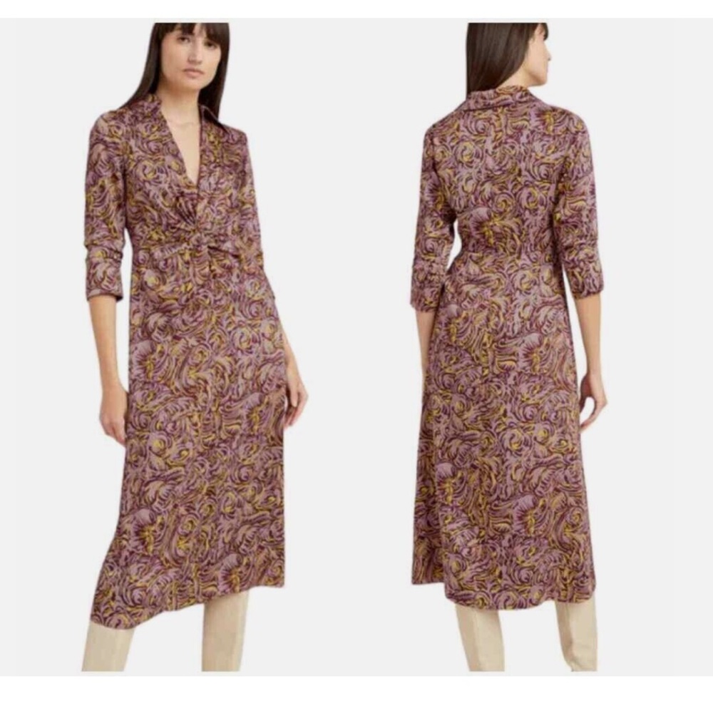 ❤️❤️ CINQ A SEPT DAYNA DESERT ROSE MULTI V-NECK MIDI DRESS❤️❤️size 2